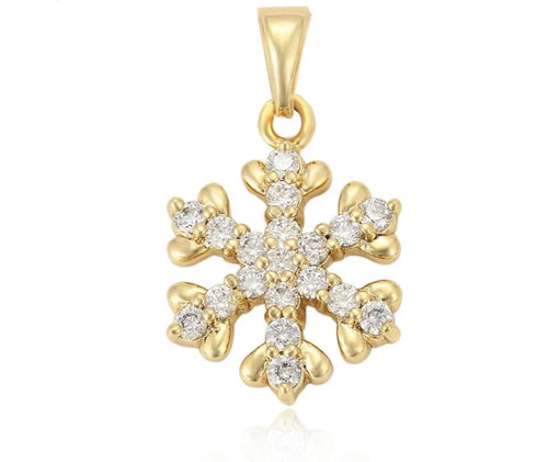 Snowflake Pendant Necklace 14K Gold plated