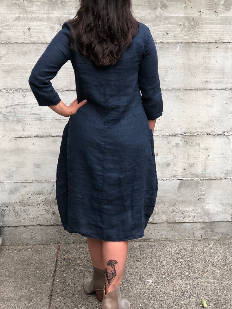 linen dress navy