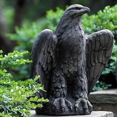 Eagle Looking Left Cast Stone Garden Statue