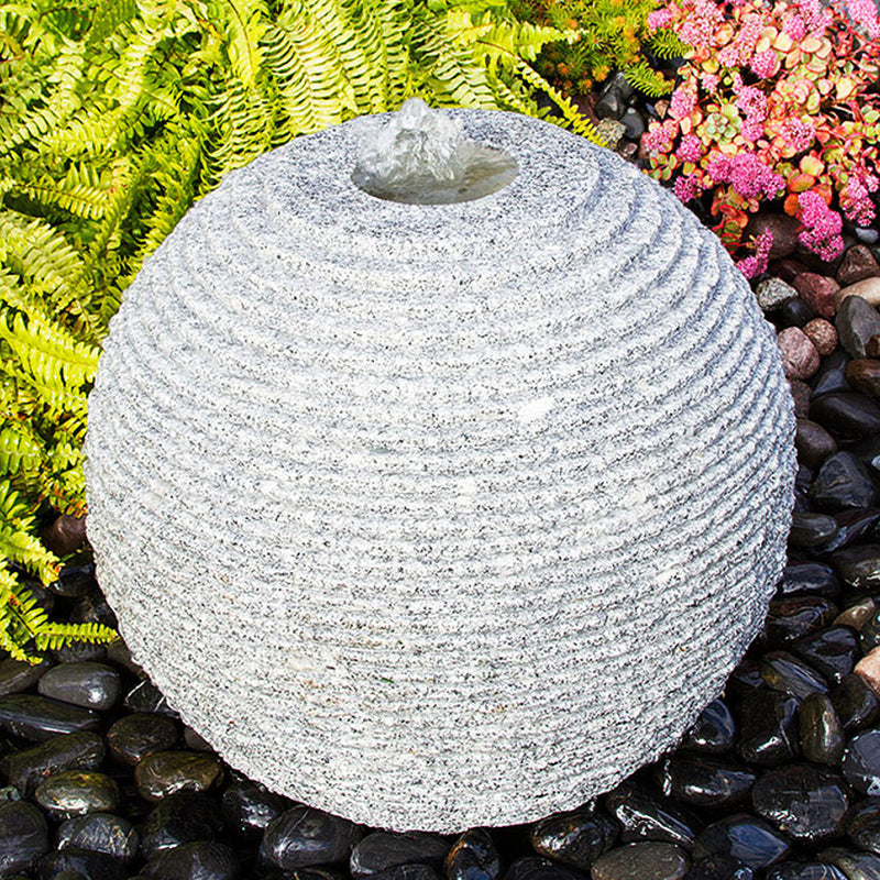 Ribbed Granite Sphere Stone Fountain – Soothing Company
