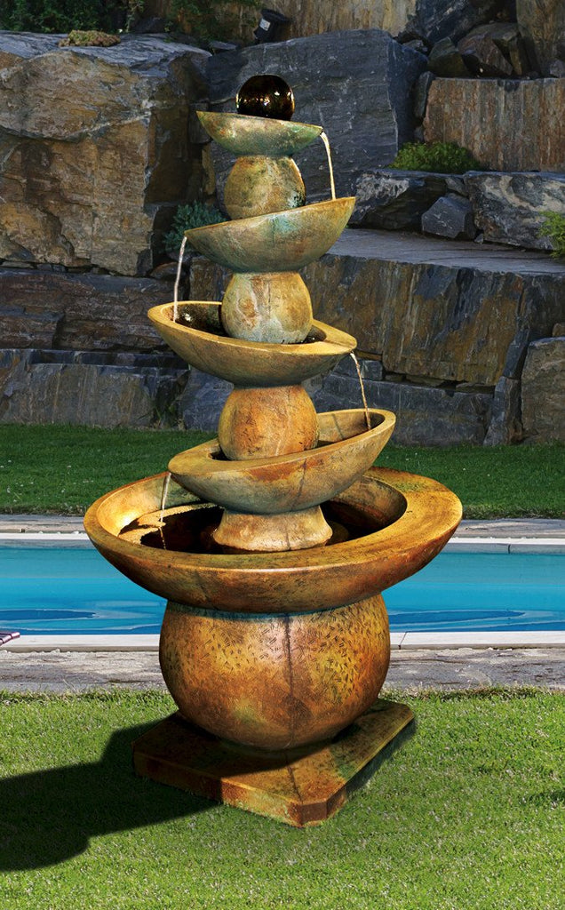 fountain stone cast outdoor fountains garden water equilibria features planters walls outdoors