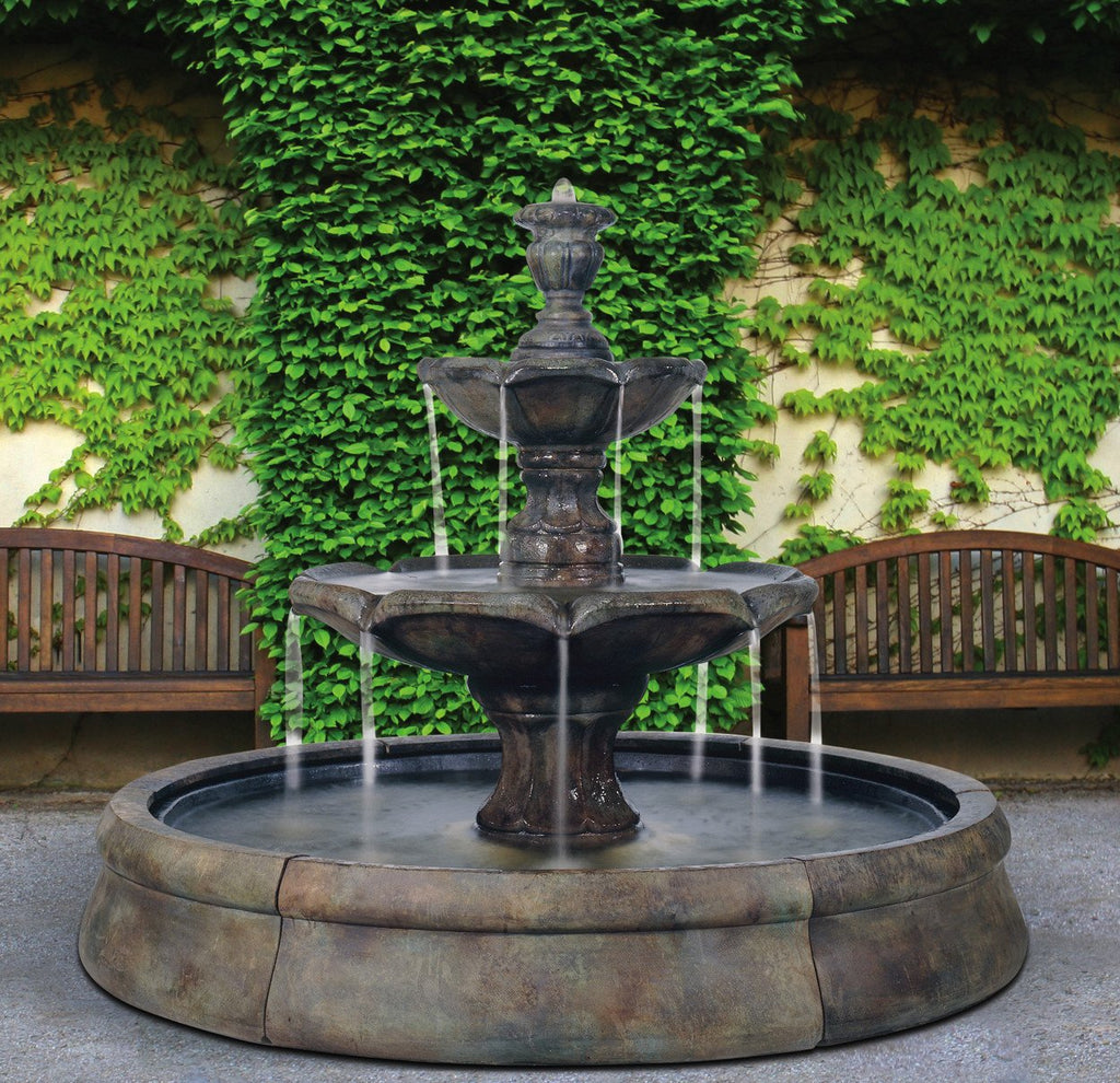 Finial Spill Outdoor Water Fountain in Crested Pool – Soothing Company