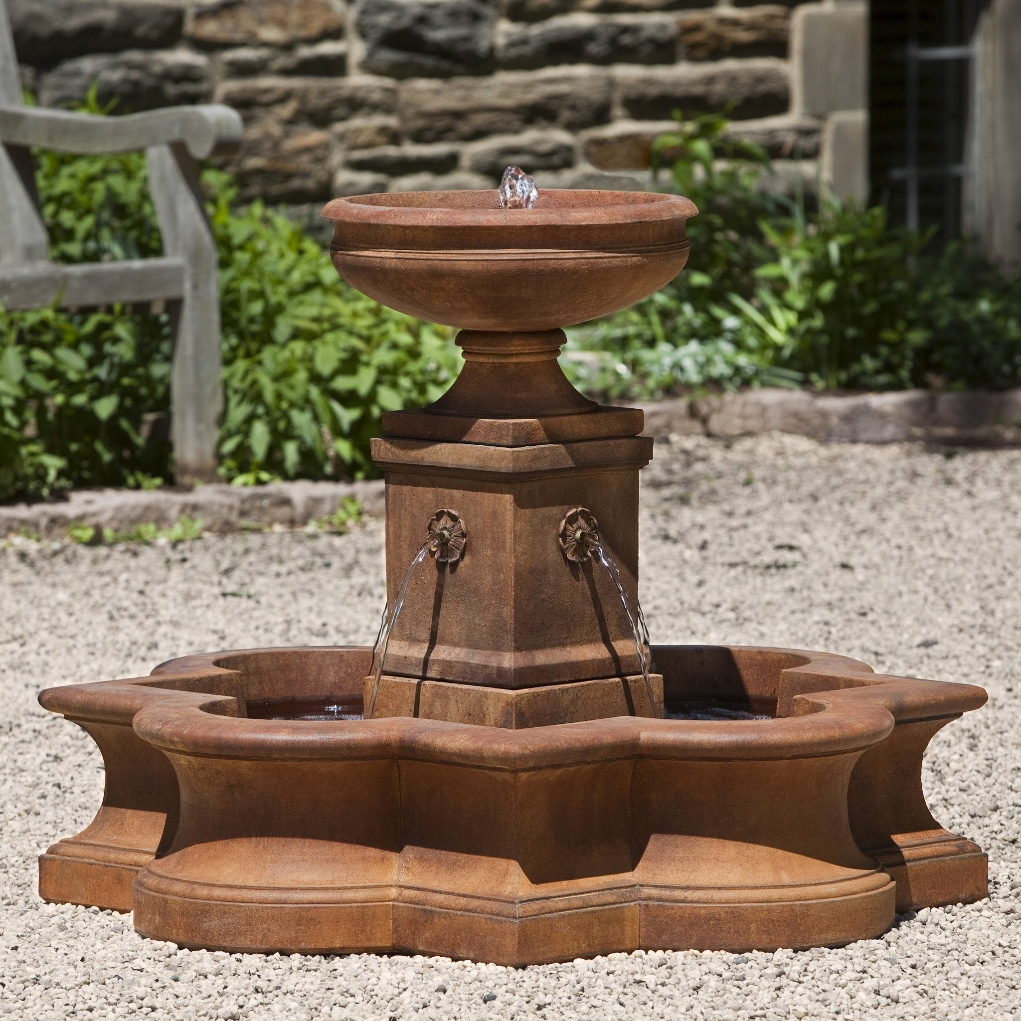  Beauvais Outdoor Cast Stone Water Fountain in Basin 