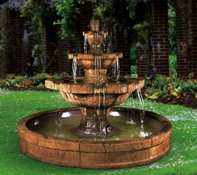  Grenoble Cast Stone Outdoor Fountain in Pool 