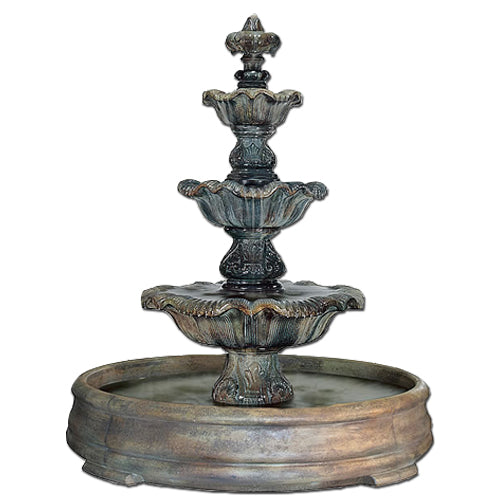  Three Tier Renaissance Outdoor Water Fountain in Grando Pool 