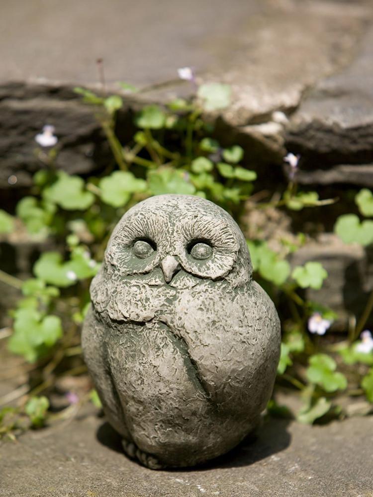 Baby Barn Owl Cast Stone Garden Statue Soothing Company