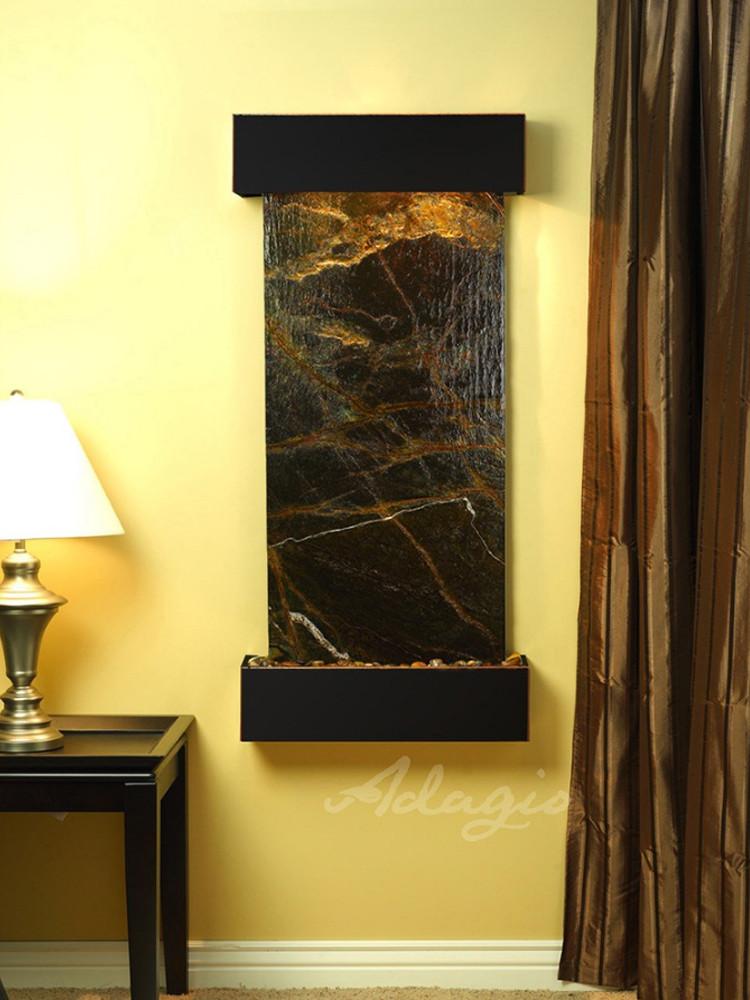 Cascade Springs:  Rainforest Green Marble and Blackened Copper  Trim with Squared Corners