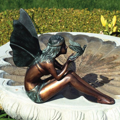Brass Baron Butterfly Girl Statue