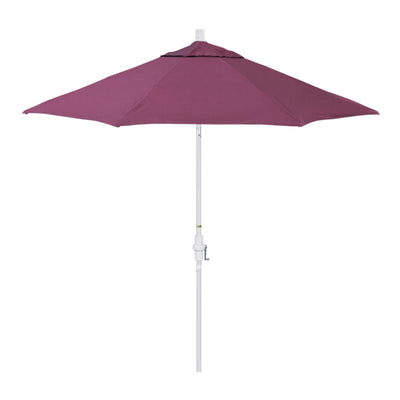 California Umbrella 9' Sun Master Series Patio Umbrella With Matted White Aluminum Pole Fiberglass Ribs Collar Tilt Crank Lift With Sunbrella Iris Fabric - Soothing Company
