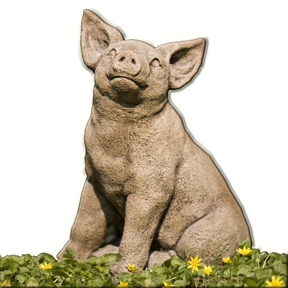 Perky Pig Cast Stone Garden Statue   Perky Pig 