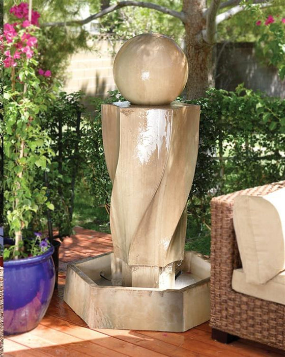 Vortex with Ball Outdoor Fountain - Soothing Walls