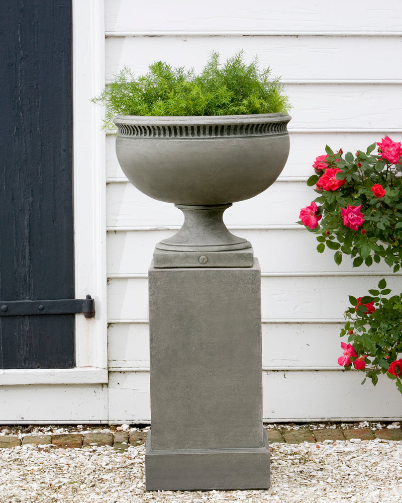 Williamsburg Tayloe House Urn Garden Planter on Classic Tall Garden Pedestal - Soothing Company