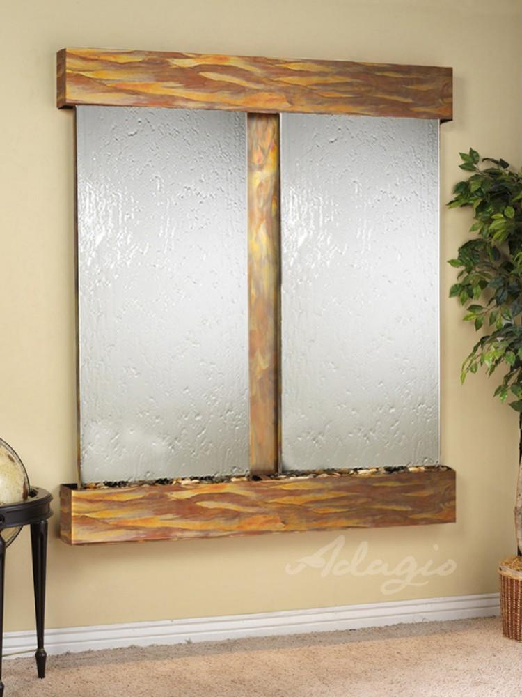 Cottonwood Falls: Silver Mirror and Rustic Copper Trim with Squared Corners 