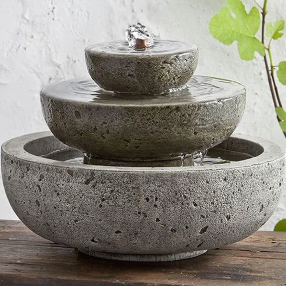 outdoor tabletop fountains, indoor tabletop fountains, small fountains, desk fountains, bubbler fountains, zen fountains, Platia Fountains, Campania internations