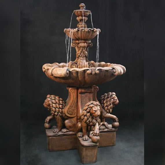 Animal Fountains, Lion fountains, Large Vesuvio Fountains, Lion Pedestal fountains, 3 Tier Fountains, Fiore Stone Fountains 