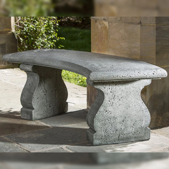 Provencal Curved Bench, Concrete Garden Bench