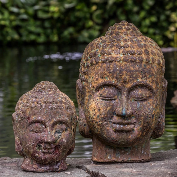 Angkor Buddha Head, Concrete Statue, Garden Statuary