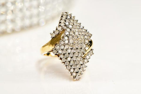 10k Yellow Gold & White Diamond Cocktail Ring