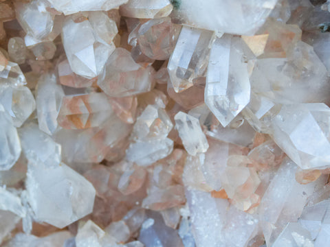 Quartz gemstones in a collection