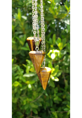 Tiger's Eye pendulums suspended