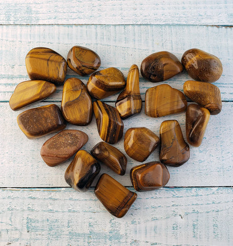 Tiger's eye stones placed in the shape of a heart