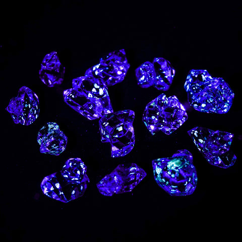 Herkimers with oil under a UV light