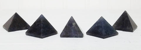 Blue Aventurine Pyramids on Display