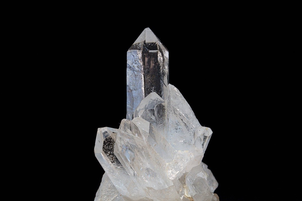 quartz stone against a black background