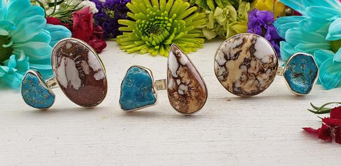 Image of Wild Horse & Turquoise Rings in a Collection of Three.