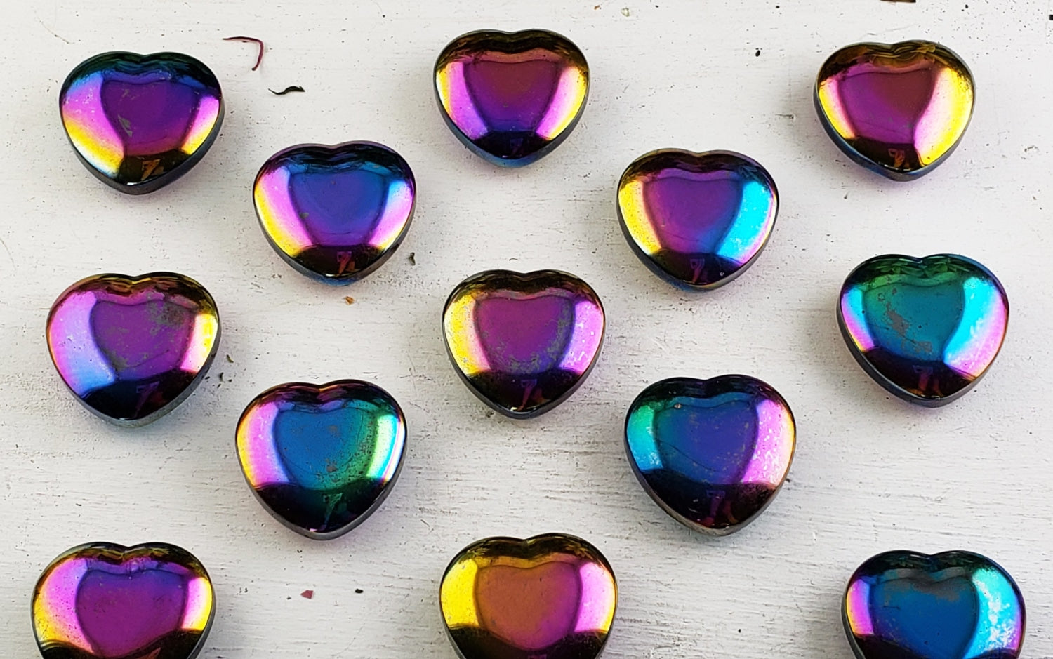 Profetie Drama Storing Rainbow Titanium Quartz Gemstone Heart