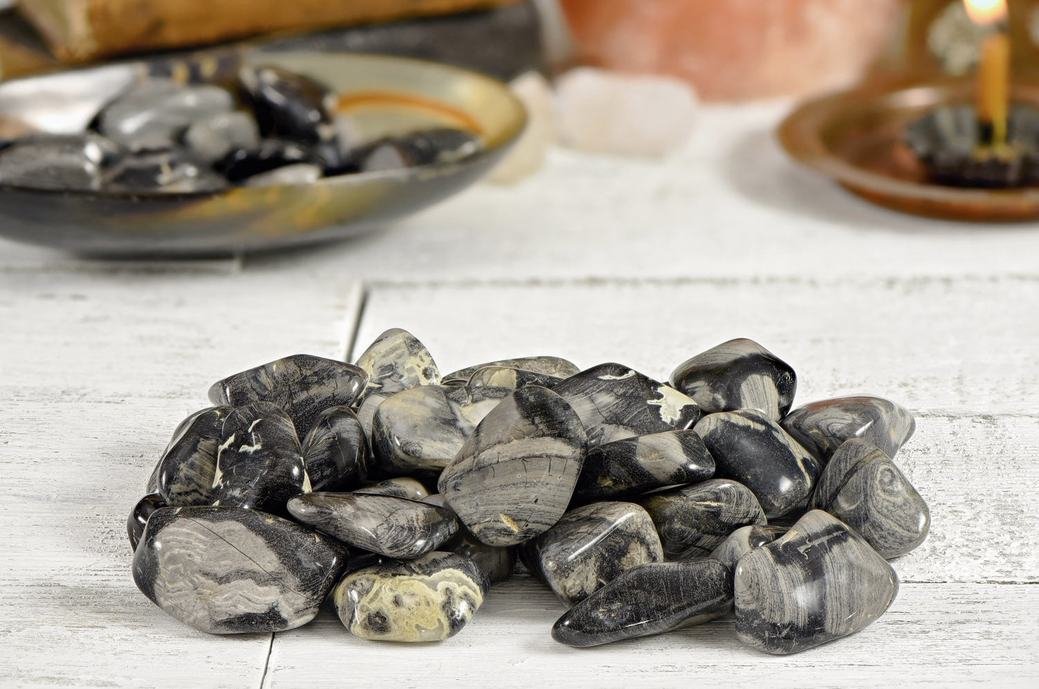 Silver Leaf Jasper Polished Tumbled Gemstone