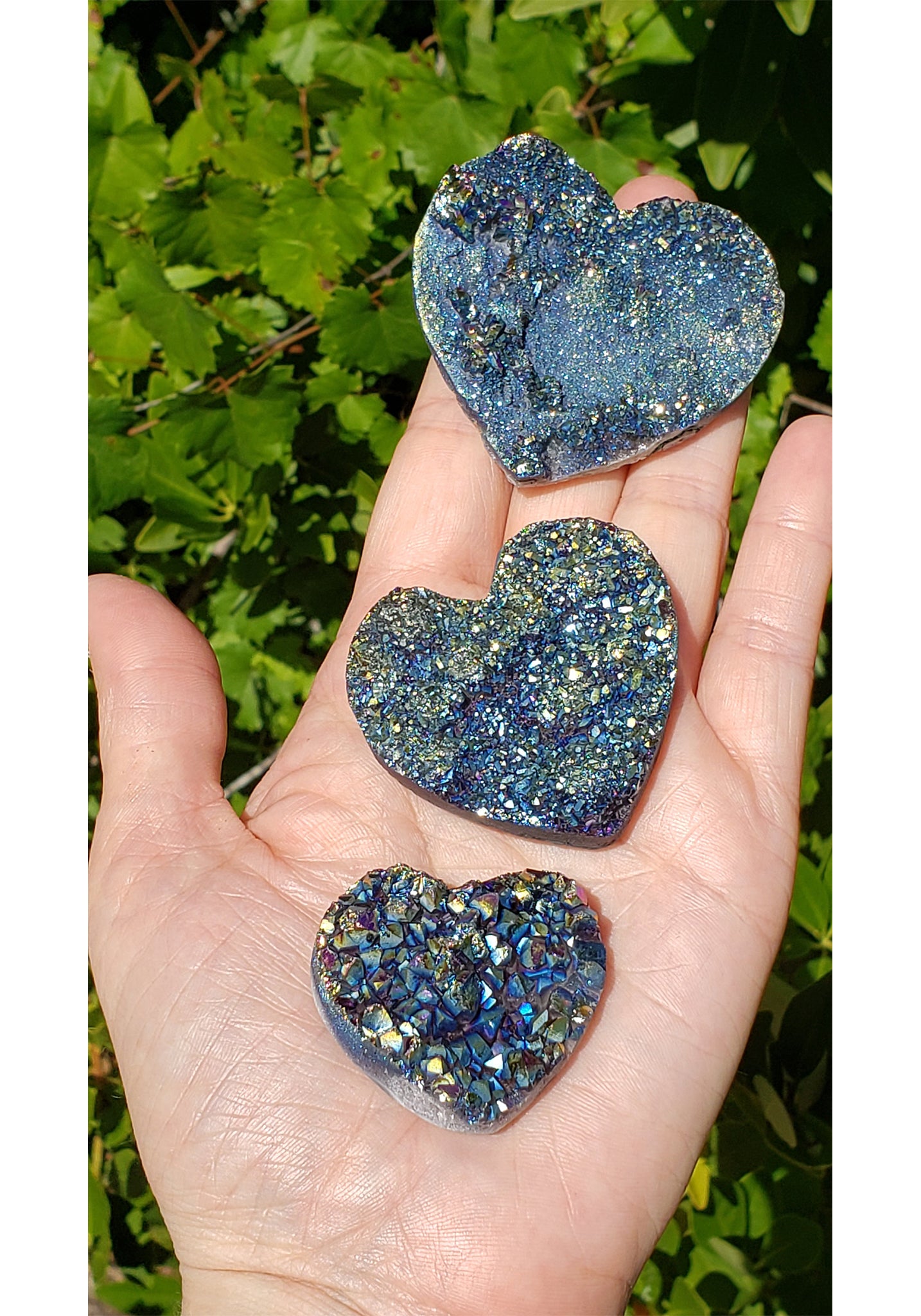 Rainbow Aura Quartz Druzy Gemstone 40mm 50mm Or 60mm Heart Crystal Gemstone Shop