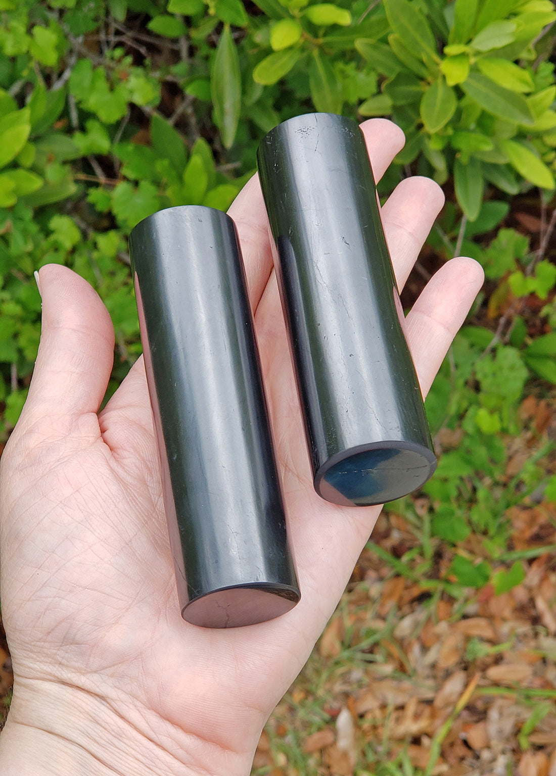 Shungite Gemstone Harmonizer Cylinder Towers - [ Set of Two ]