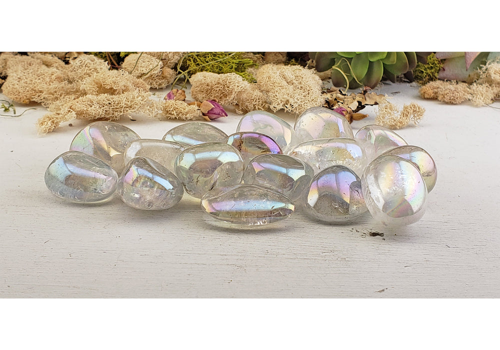 angel aura quartz tumbled stone