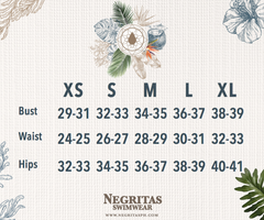 Negritas Swimwear Size Chart