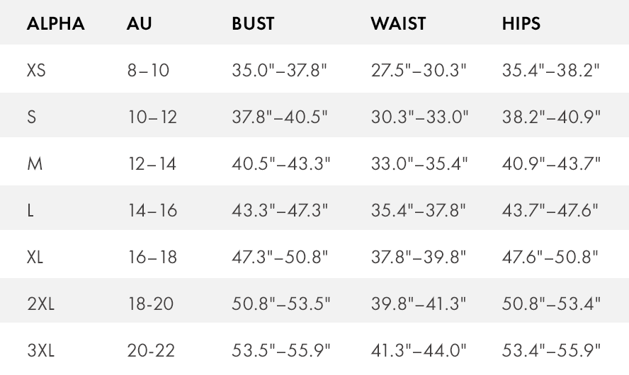 Variety Hour Clothing Size Guide | Variety Hour Studio