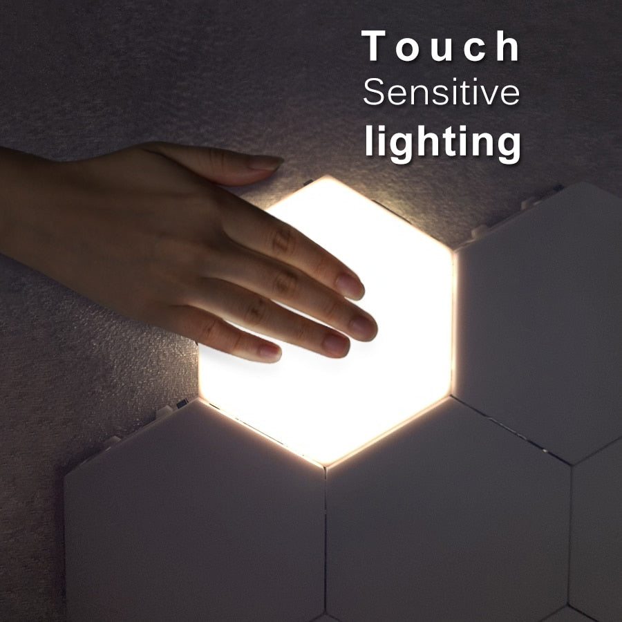 Quantum Lamp LED Hexagonal Modular Touch Sensitive Quantum Lighting Night Light Magnetic Hexagons Creative Wall Decoration