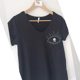 Siyah Boncuklu Basic T-Shirt