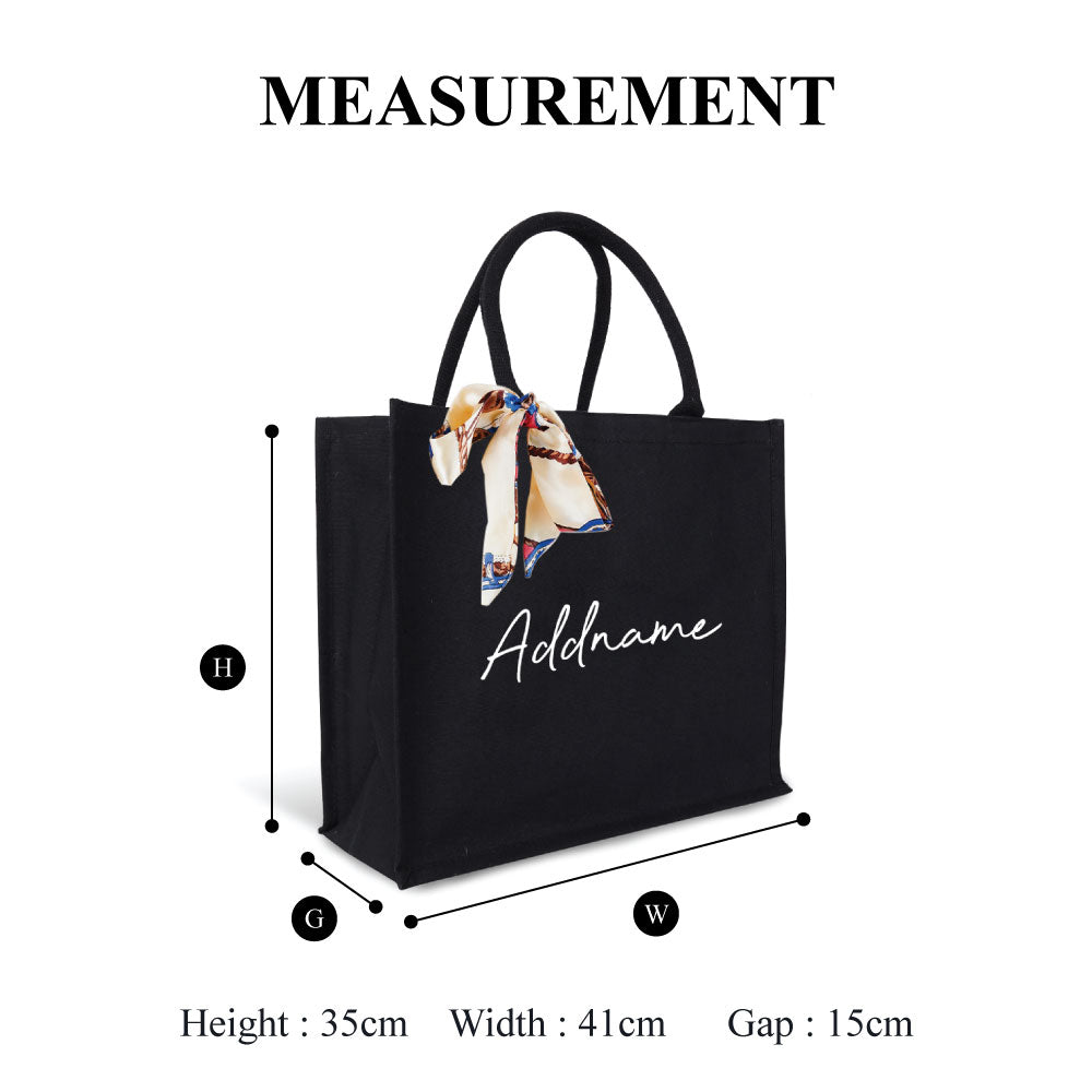 Alyssa Series Black Canvas Bag - Gold Personalization ...