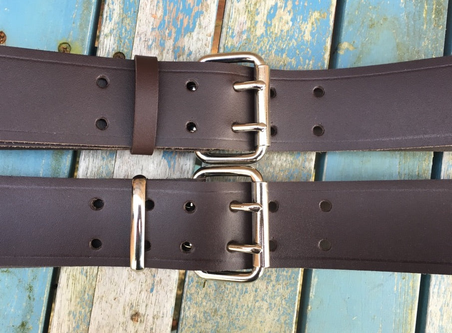 Dark Brown Leather Double Prong Belt. 2