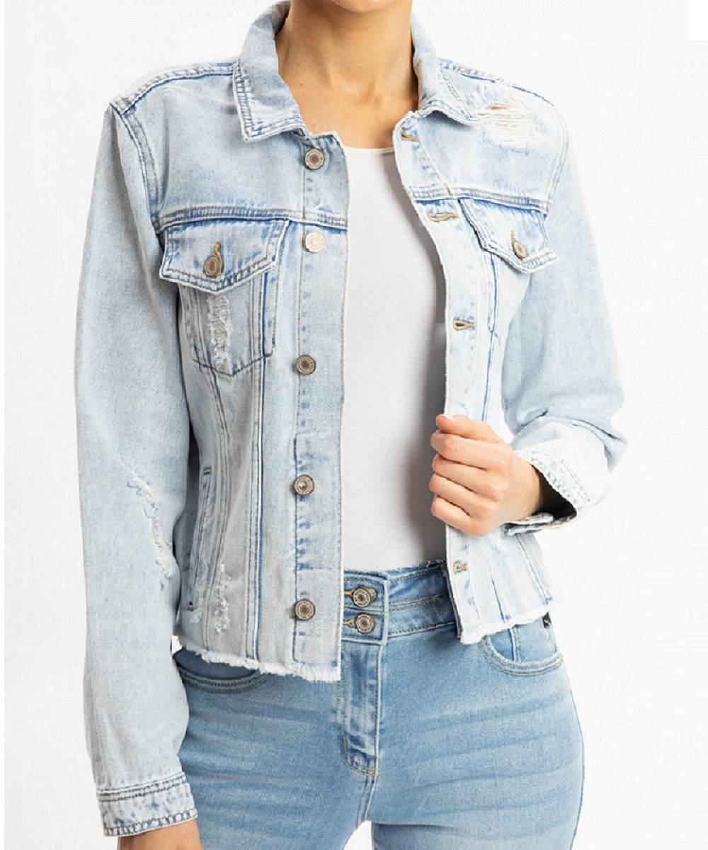 women's distressed denim jacket