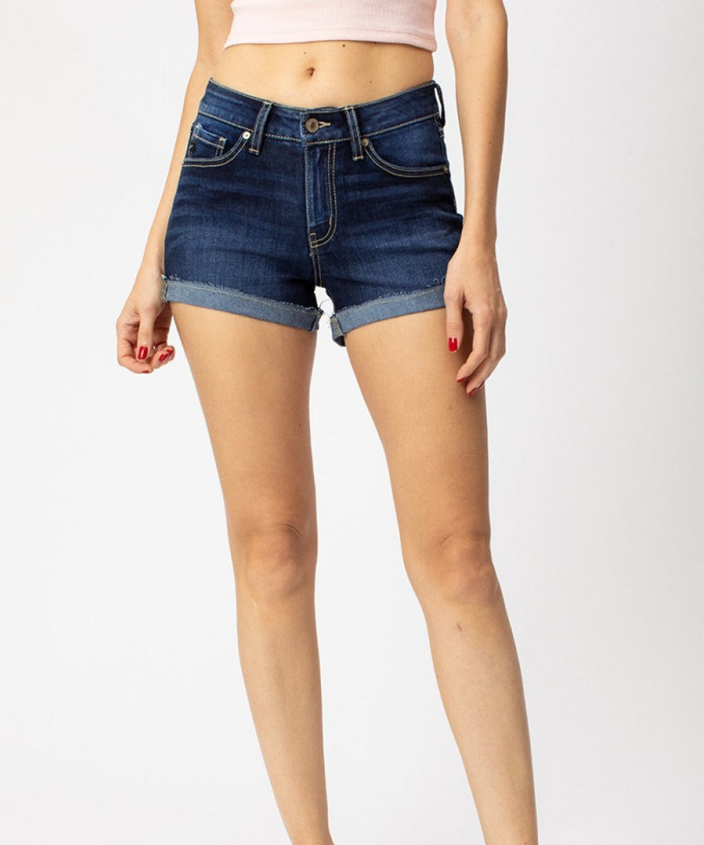 dark wash denim shorts