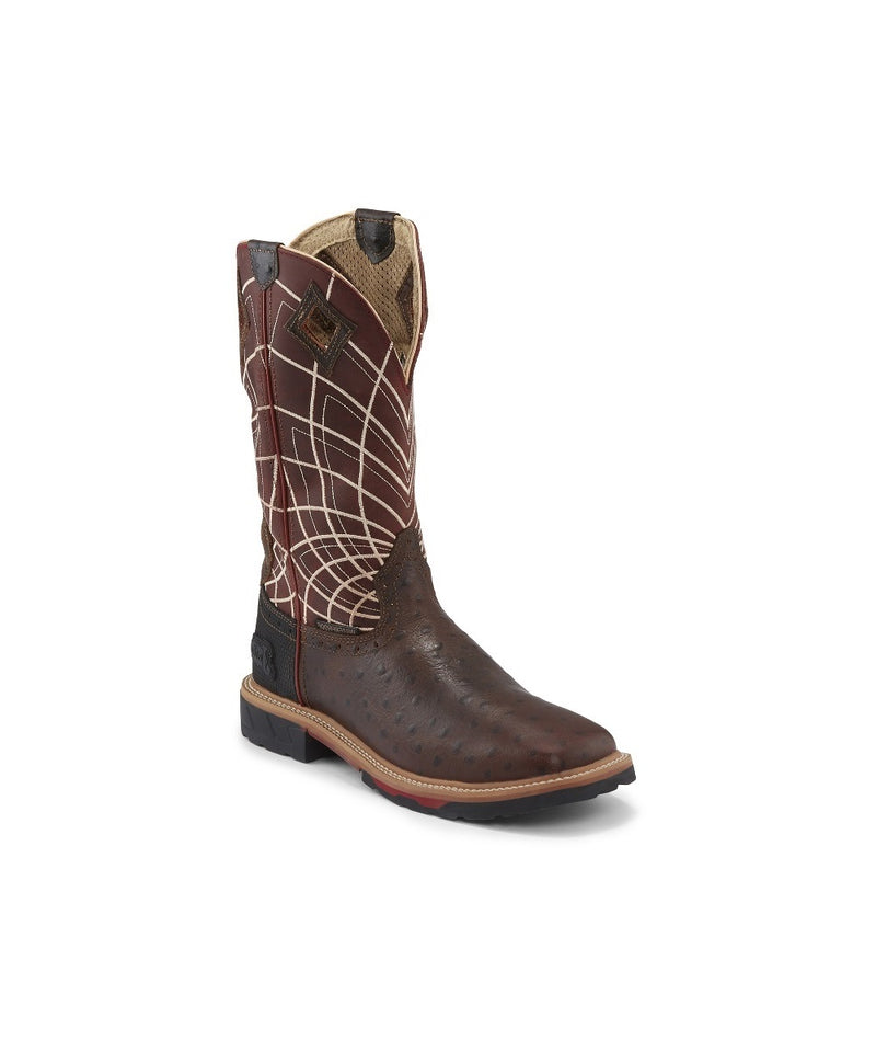 justin ostrich work boots