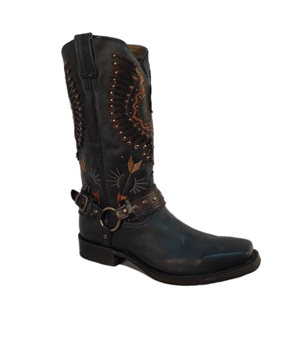 mens black biker boots