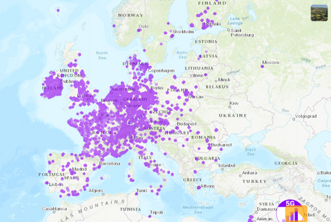 5G Heatmap Europe all 5G antenna and celltower installs deployments