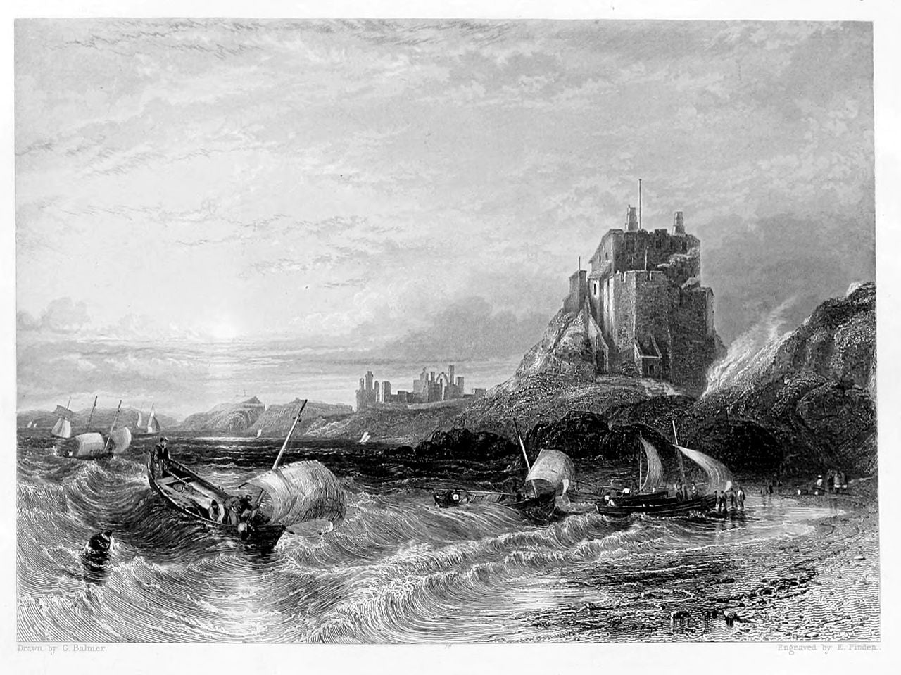After George Balmer, Holy Island Castle and Lindisfarne Abbey (1840)
