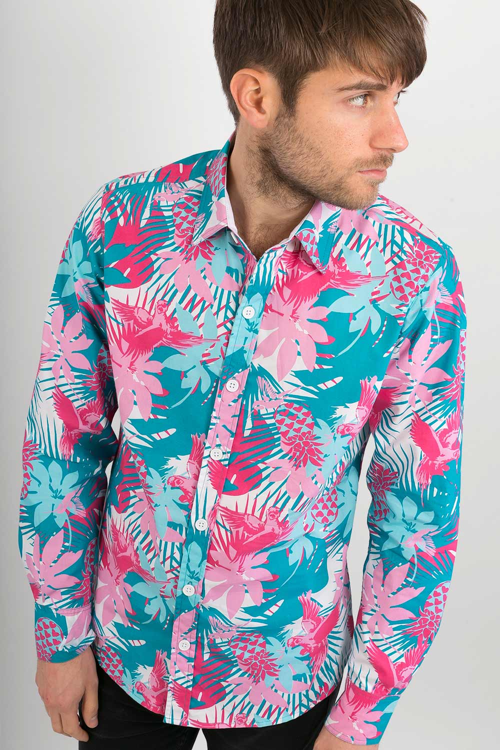 pink and blue mens shirt