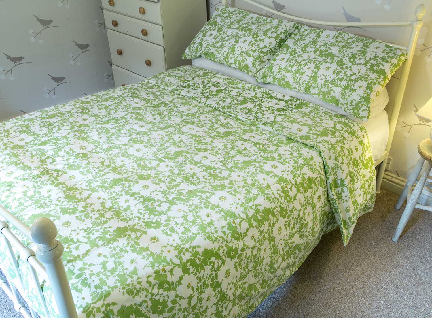 Green Floral Organic Cotton Duvet Set King Size Avalonia
