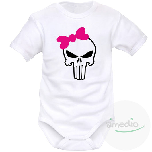 Body Bebe Fille Crane Avec Cocarde Vetement Bebe Tete De Mort Simedio