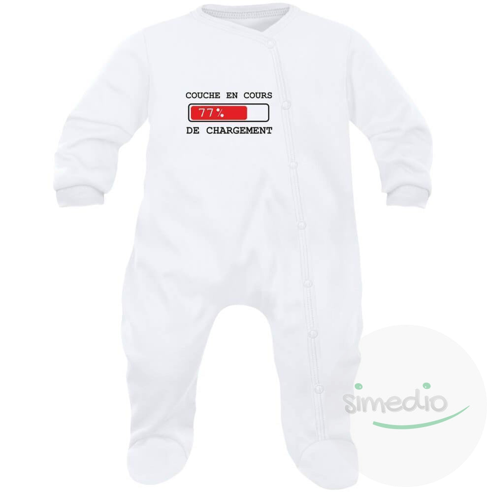 Pyjama Bebe Rigolo Couche En Cours De Chargement Cadeau Naissance Simedio